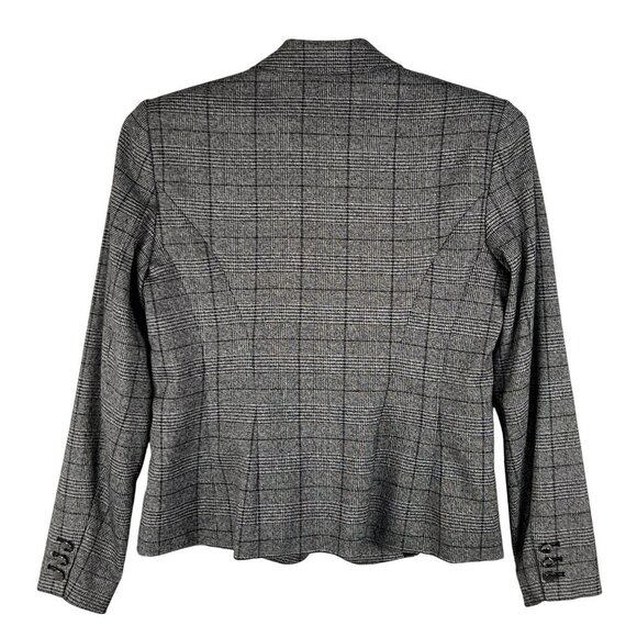 Calvin Klein Womens 10 Gray Houndstooth Windowpane Plaid Blazer Preppy Academia - Picture 8 of 15